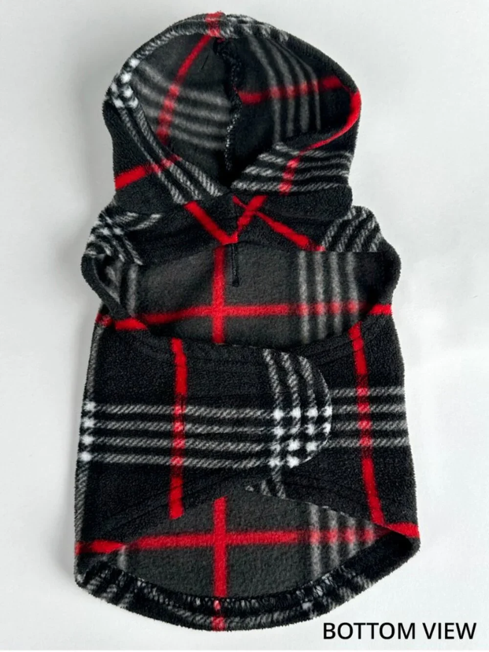 Plaid Fleece Dog Hoodie Black Red White Soft Warm Pullover Puppy Jacket XS